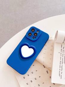 Plain Phone Case With Heart Design Holder,International Version, Not The Domestic Version - Blue - View 2