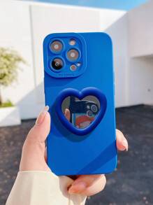 Plain Phone Case With Heart Design Holder,International Version, Not The Domestic Version - Blue - View 3
