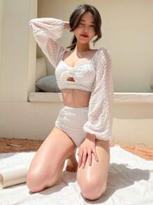 DAZY 圓點前打結比基尼泳裝