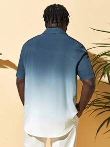 EASEVO Men Plus Ombre Button Up Shirt - Blue and White - View 2