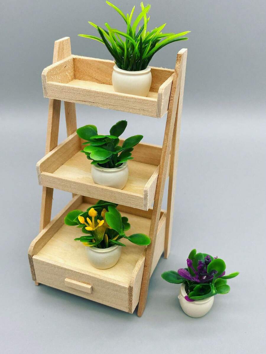 4入組塑料花園雕像現代迷你盆栽植物設計家居花園裝飾工藝品