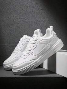 Giày thể thao thể thao cho nam, Giày trượt patin có dây buộc phía trước trang trí bằng chữ - trắng - Xem 3