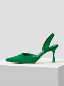 MOTF X Nour PREMIUM PYRAMID HEELED SLINGBACK PUMPS - Green - View 1