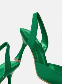 MOTF X Nour PREMIUM PYRAMID HEELED SLINGBACK PUMPS - Green - View 4