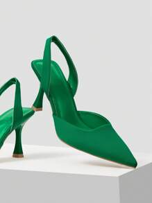 MOTF X Nour PREMIUM PYRAMID HEELED SLINGBACK PUMPS - Green - View 6