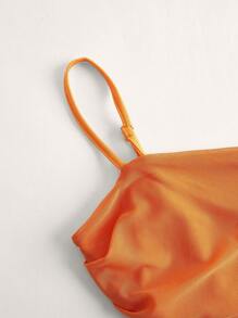 SHEIN EZwear Solid Mesh Cami Top - Orange - View 3