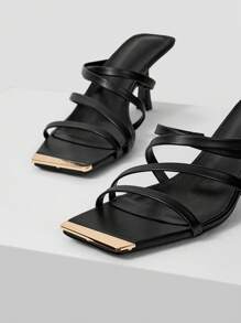 MOTF PREMIUM 條帶方跟涼鞋 - 黑色 - 查看 3
