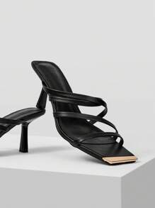 MOTF PREMIUM 條帶方跟涼鞋 - 黑色 - 查看 4