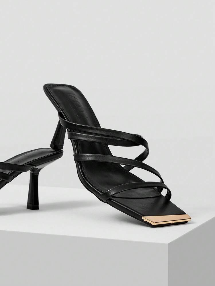 MOTF PREMIUM 條帶方跟涼鞋 - 黑色 - 查看 4