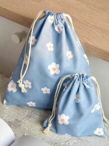 1入組花卉圖案衣服收納現代滌綸抽繩細節衣服收納袋 - 彩色 - 查看 1