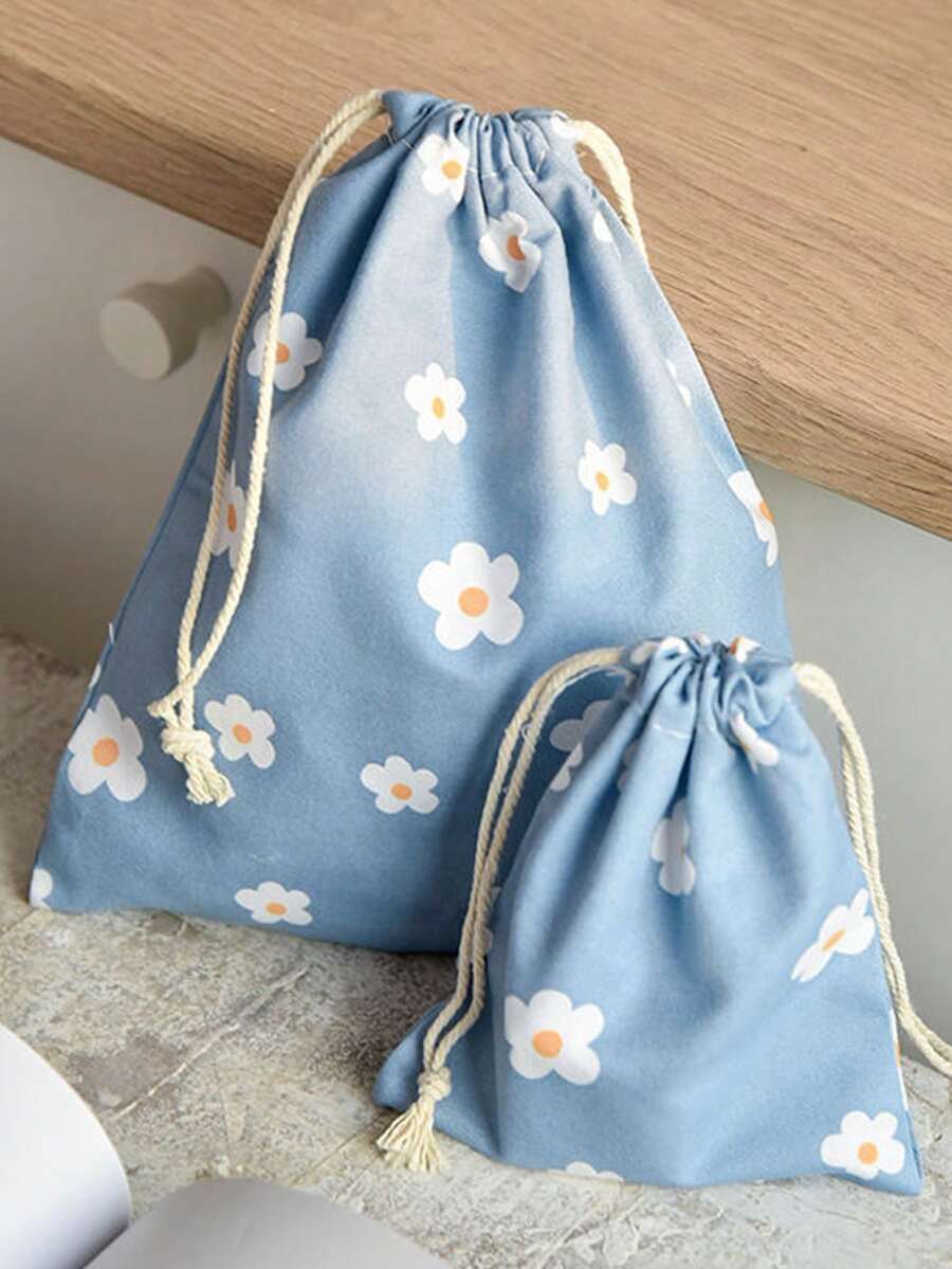 1入組花卉圖案衣服收納現代滌綸抽繩細節衣服收納袋 - 彩色 - 查看 1