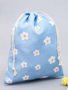 1入組花卉圖案衣服收納現代滌綸抽繩細節衣服收納袋 - 彩色 - 查看 4