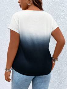 SHEIN LUNE 夏季渐变色镂空蝙蝠袖 T 恤 - 彩色 - 查看 2