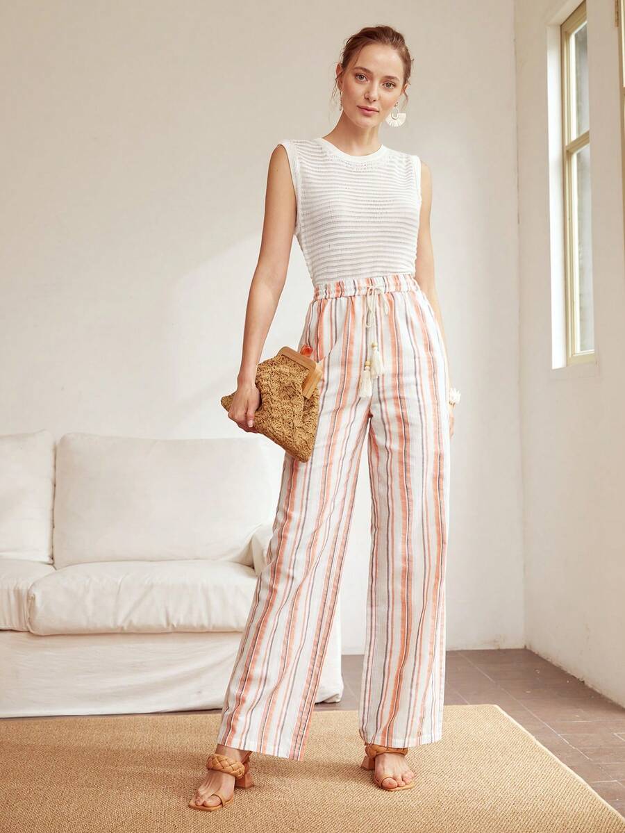 MOTF PREMIUM Pantalones con cordón mezcla de viscosa