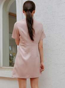 DAZY 雙口袋前排扣連衣裙 - 粉色 - 查看 2