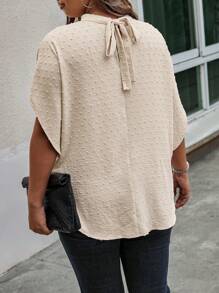 SHEIN Clasi Plus Mock Neck Batwing Sleeve Blouse - Apricot - View 2