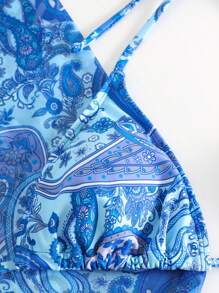 Bộ Bikini Nữ Thắt nút Buộc lại Paisley - Màu xanh lam - Xem 4