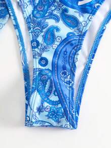 Bộ Bikini Nữ Thắt nút Buộc lại Paisley - Màu xanh lam - Xem 5
