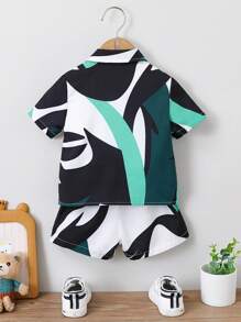 SHEIN Bộ Áo Sơ Mi Và Quần Short Màu Thường Ngày Mùa Hè Cho Bé Trai (Không Có Áo Phông) - Nhiều màu - Xem 2