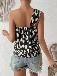 SHEIN VCAY Allover Print One Shoulder Blouse - Multicolor - View 2