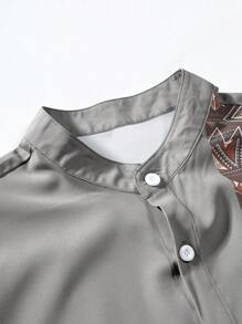 Manfinity Homme Men Geo Print Shirt Without Tee - Grey - View 5