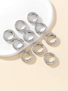 Bag Accessories, 10pcs 2cm Round Spring Buckle Keychain Carabiner Clip - Silver - View 1