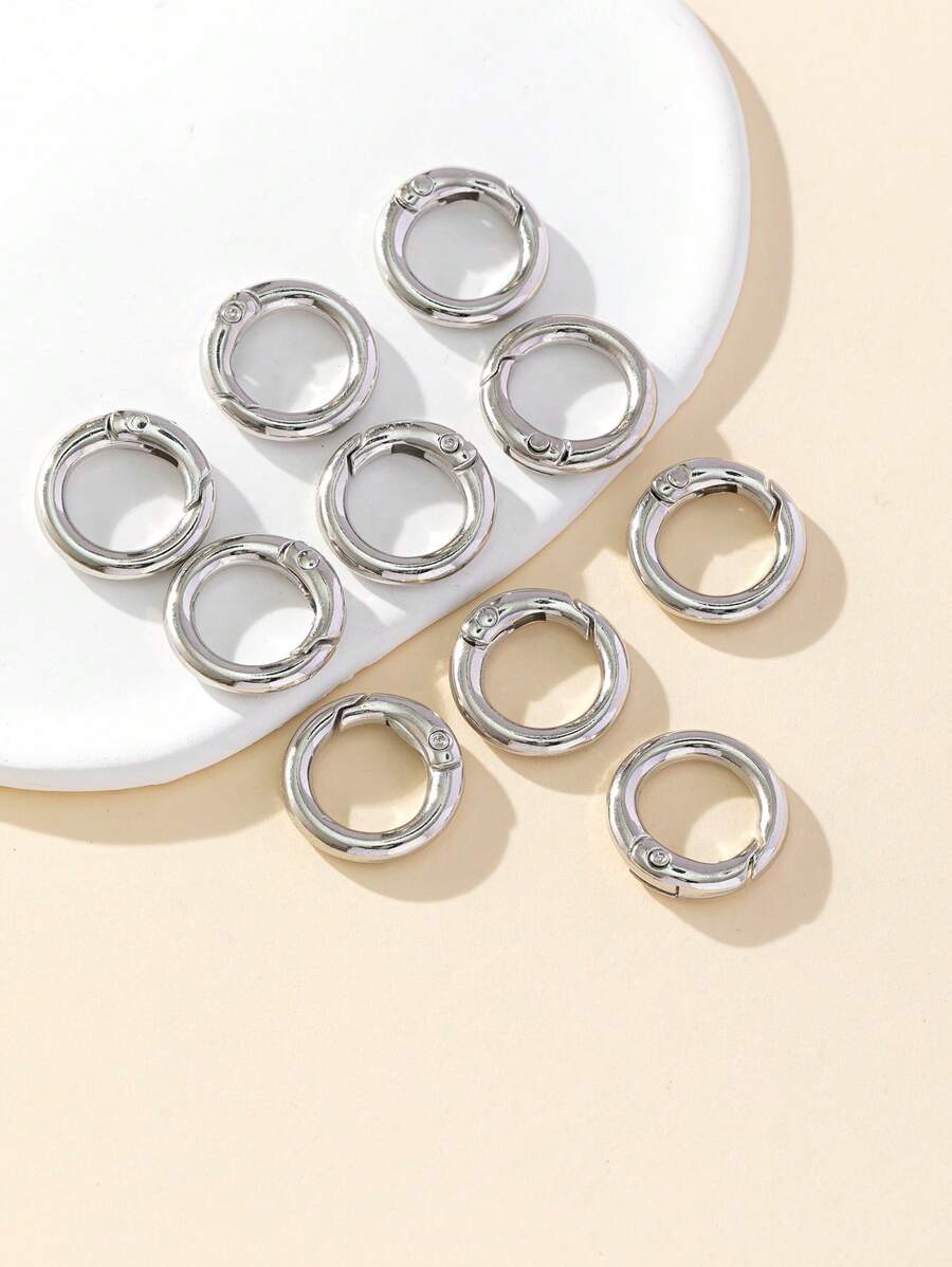 Bag Accessories, 10pcs 2cm Round Spring Buckle Keychain Carabiner Clip - Silver - View 1
