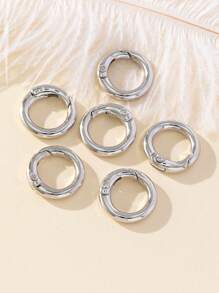 Bag Accessories, 10pcs 2cm Round Spring Buckle Keychain Carabiner Clip - Silver - View 2