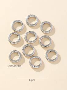 Bag Accessories, 10pcs 2cm Round Spring Buckle Keychain Carabiner Clip - Silver - View 3