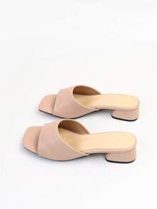 優雅杏涼鞋適用於女士寬版粗跟穆勒涼鞋 - 杏色 - 查看 5