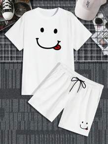 Manfinity Homme Bộ hai mảnh Nam Dây kéo Hoạt hình Giải trí - trắng - Xem 3