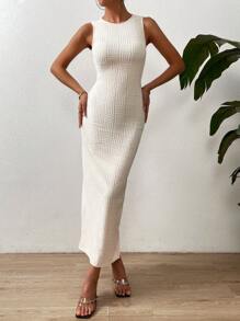 Chiquease Vestido tank unicolor tejido de canalé