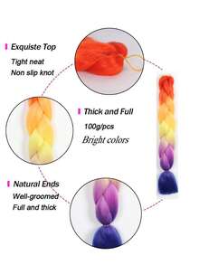 直筒彩色24英寸長款合成髮辮適合女士 - 彩色 - 查看 7