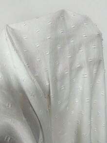 SHEIN LUNE Swiss Dot Guipure Lace Insert Blouse - White - View 7