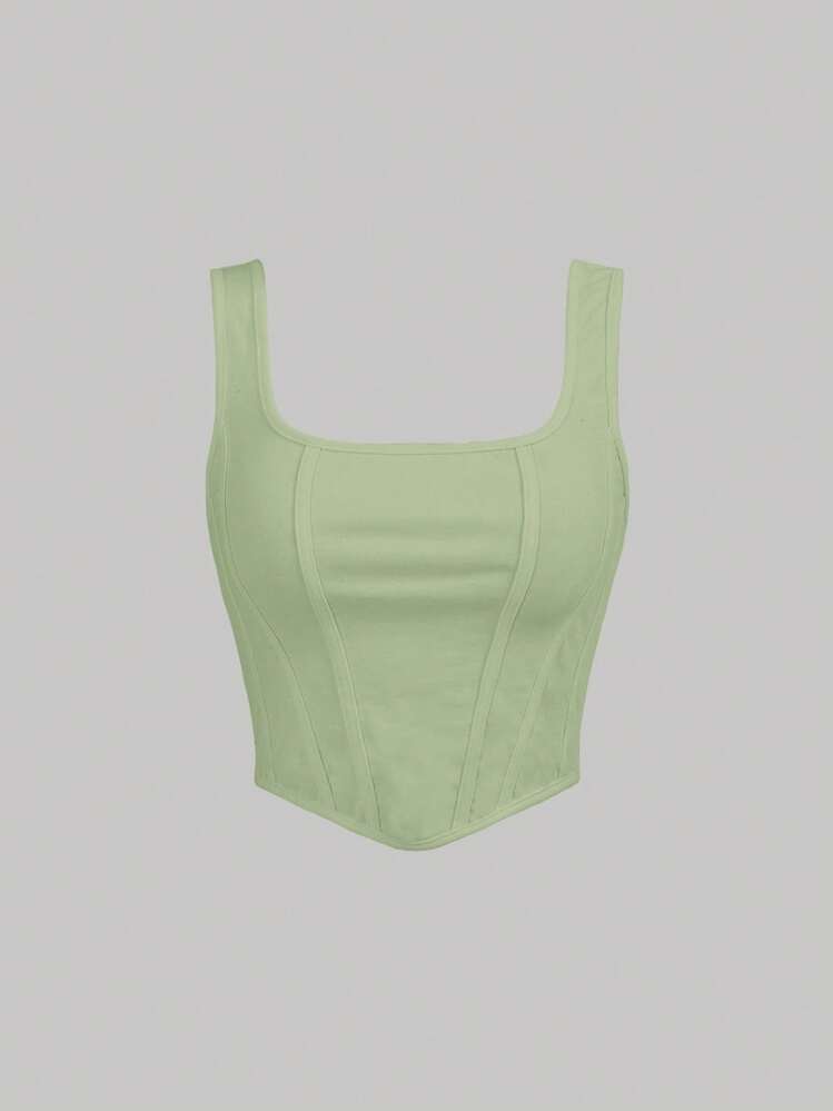 SHEIN MOD Solid Asymmetrical Hem Tank Top - Mint Green - View 1