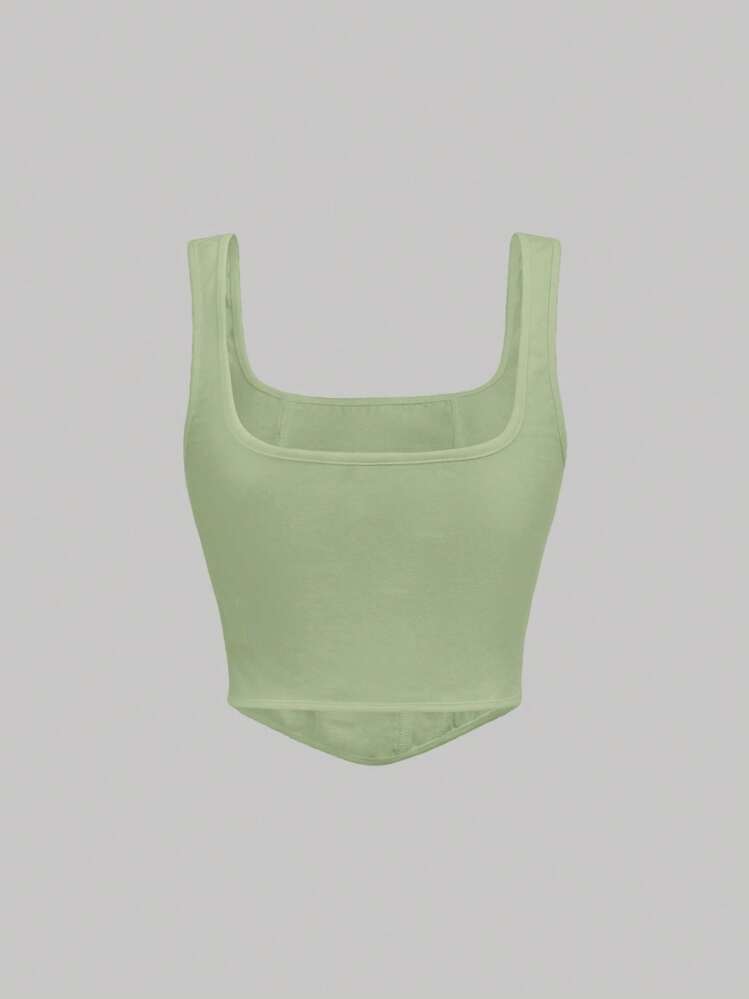 SHEIN MOD Solid Asymmetrical Hem Tank Top - Mint Green - View 2