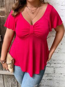 SHEIN Unity Camiseta pecho con fruncido bajo asimétrico