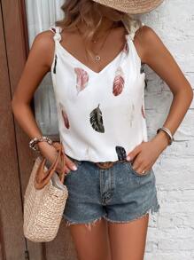 SHEIN LUNE Áo sơ mi nữ Bộ lạc Giải trí - trắng - Xem 3