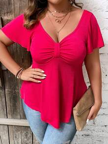 SHEIN Unity Camiseta pecho con fruncido bajo asimétrico