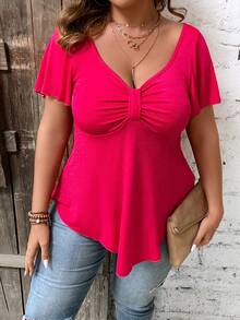 SHEIN Unity Camiseta pecho con fruncido bajo asimétrico