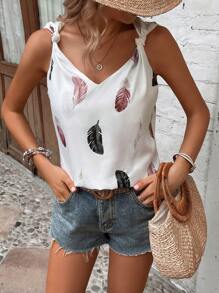 SHEIN LUNE Áo sơ mi nữ Bộ lạc Giải trí - trắng - Xem 6