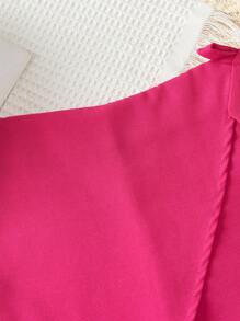 SHEIN 女孩素色側打結圍裹下擺裙裤 - 玫紅色 - 查看 4