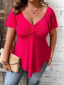 SHEIN Unity Camiseta pecho con fruncido bajo asimétrico