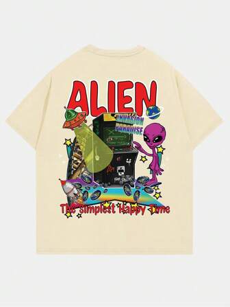 Guys Cartoon & Slogan Graphic Tee