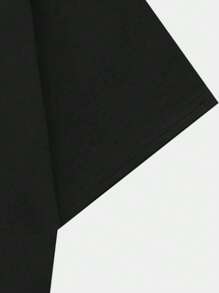 ROMWE MEN Street Life 男式标语图案 T 恤，学校 - 黑色 - 查看 5