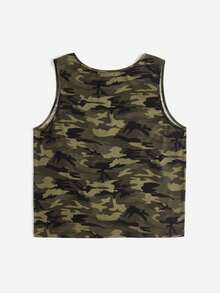 SHEIN LUNE Plus Camo Print Twist Hem Tank Top - Multicolor - View 2
