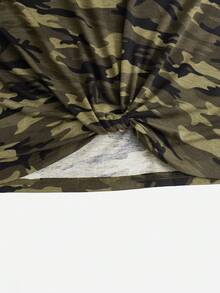 SHEIN LUNE Plus Camo Print Twist Hem Tank Top - Multicolor - View 5