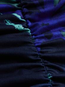 SHEIN ICON Allover Print One Shoulder Lettuce Trim Crop Tee - Multicolor - View 3