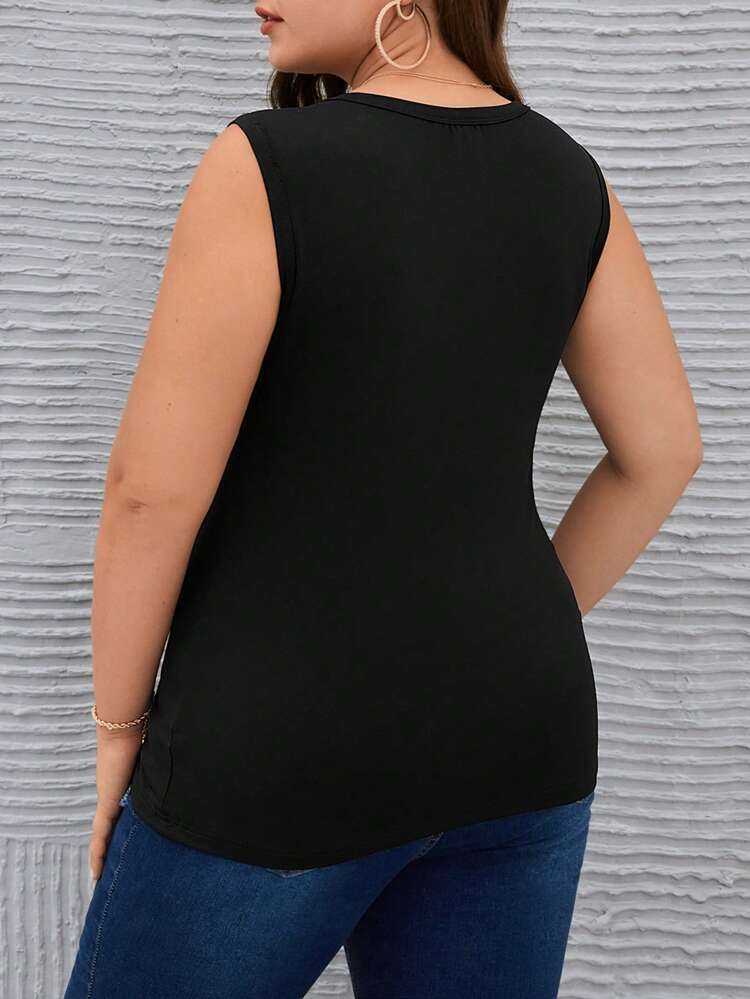 Plus Size Contrast Mesh High Elastic Slimming Tank Top