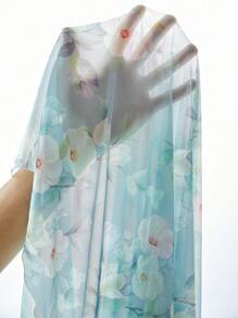 印花前打結高衩吊帶睡裙 - 薄荷綠 - 查看 7